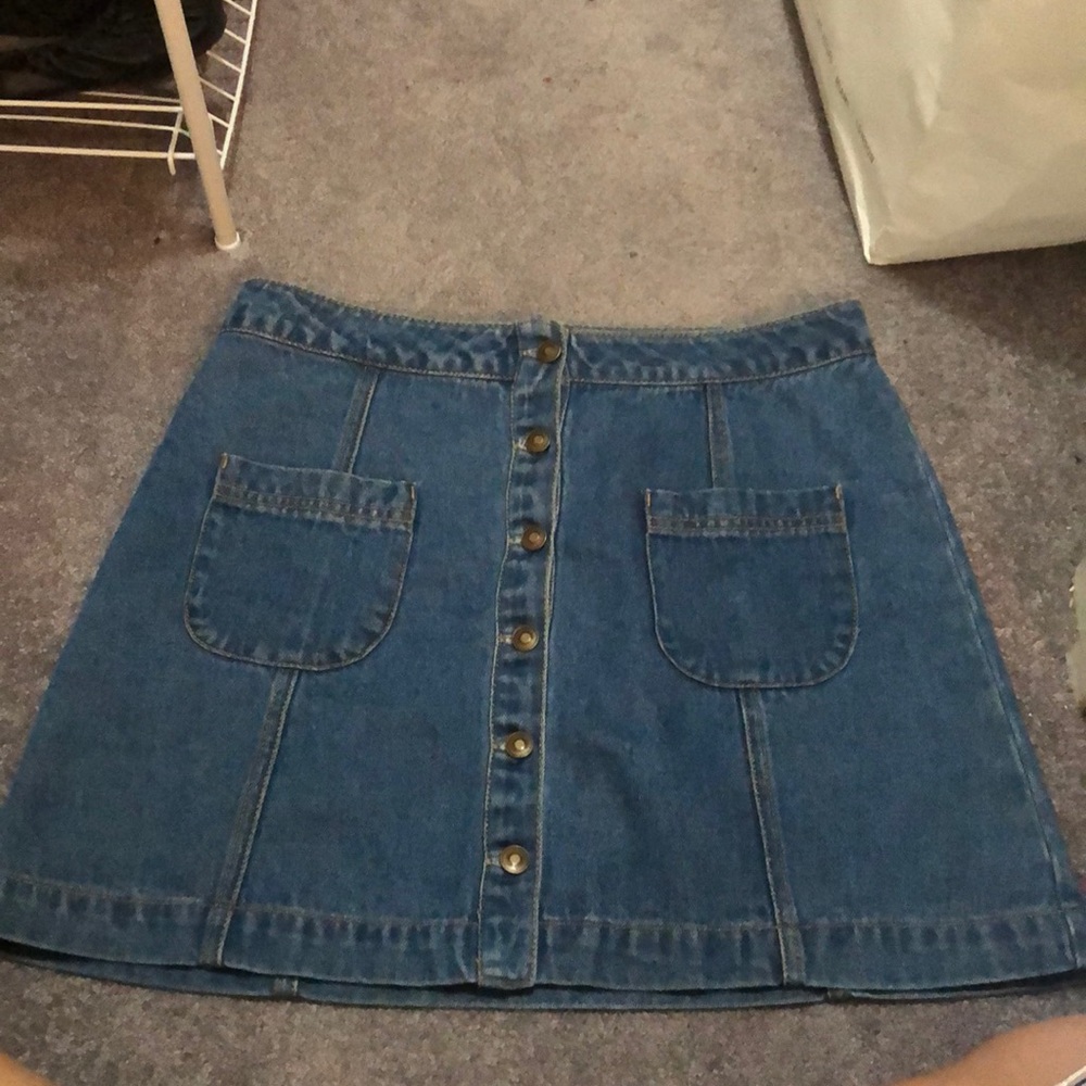 button up denim skirt
